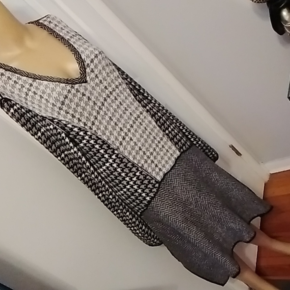 BCBGMaxAzria Monochrome Houndstooth Dress